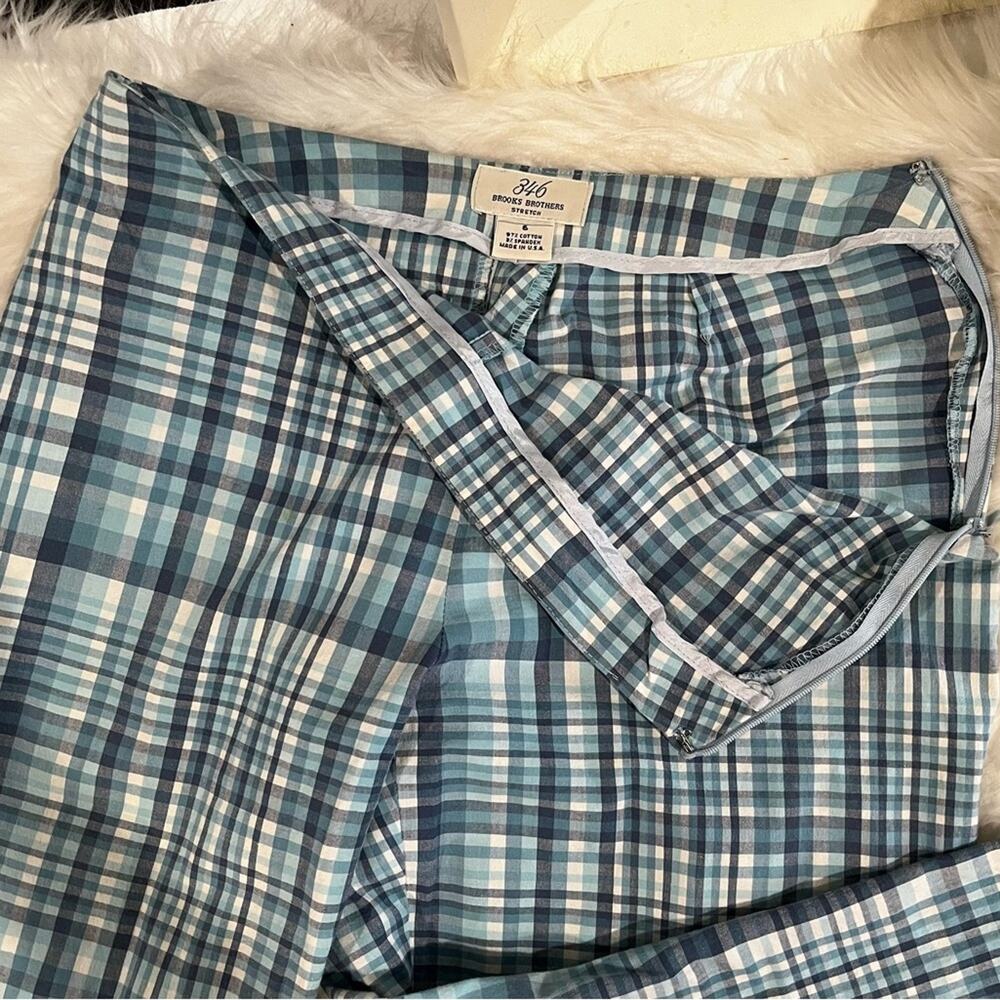 NEW Brooks Brothers 346 Preppy Cotton Poplin Plaid Y2K Capri Yacht Pants 6 NWOT - Picture 10 of 16